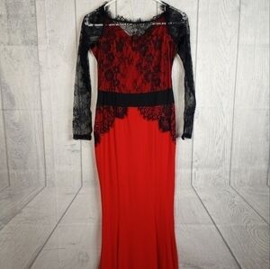 VIWENNI Red & Black Lace Formal Dress Size Small